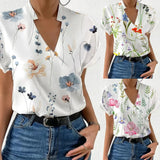 Stand Collar Printed Blouse