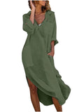 Loose Woven Shirt Dress