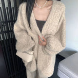 Knitted Cardigan Sweater w/ Lantern Sleeve