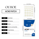 Ouhoe 240pcs Invisible Acne Patches Face Spot Scar Care Pimple Remover Waterproof Acne Healing Concealer Covering Face Stickers