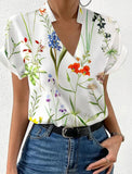 Stand Collar Printed Blouse