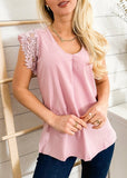 Lace Sleeve Pleated Tank