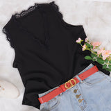 Lace Detail V Neck Top