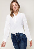 Mandarin-Inspired Collar Shirt Blouse - Ivory