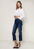 Mandarin-Inspired Collar Shirt Blouse - Ivory