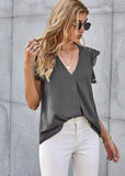 Lace Sleeve Pleated Tank