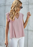 Lace Sleeve Pleated Tank