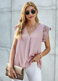 Lace Sleeve Pleated Tank