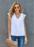Lace Sleeve Pleated Tank