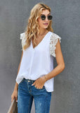 Lace Sleeve Pleated Tank