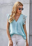 Lace Sleeve Pleated Tank