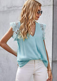 Lace Sleeve Pleated Tank