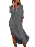 Loose Woven Shirt Dress