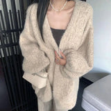Knitted Cardigan Sweater w/ Lantern Sleeve