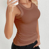 Women Ribbed Sleeveless Slim Fit Basic Tank Top