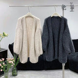Knitted Cardigan Sweater w/ Lantern Sleeve