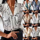 Printed V Neck Sleeveless Shirts Loose Fit Blouses w/ Slight Strech