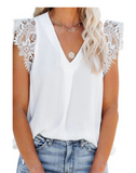 Lace Sleeve Pleated Tank