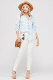 Cotton Blend Lace-Up Shirt