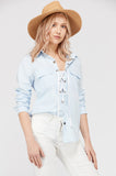Cotton Blend Lace-Up Shirt