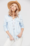 Cotton Blend Lace-Up Shirt