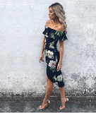 Ruffle Off-Should Dress, Floral Print